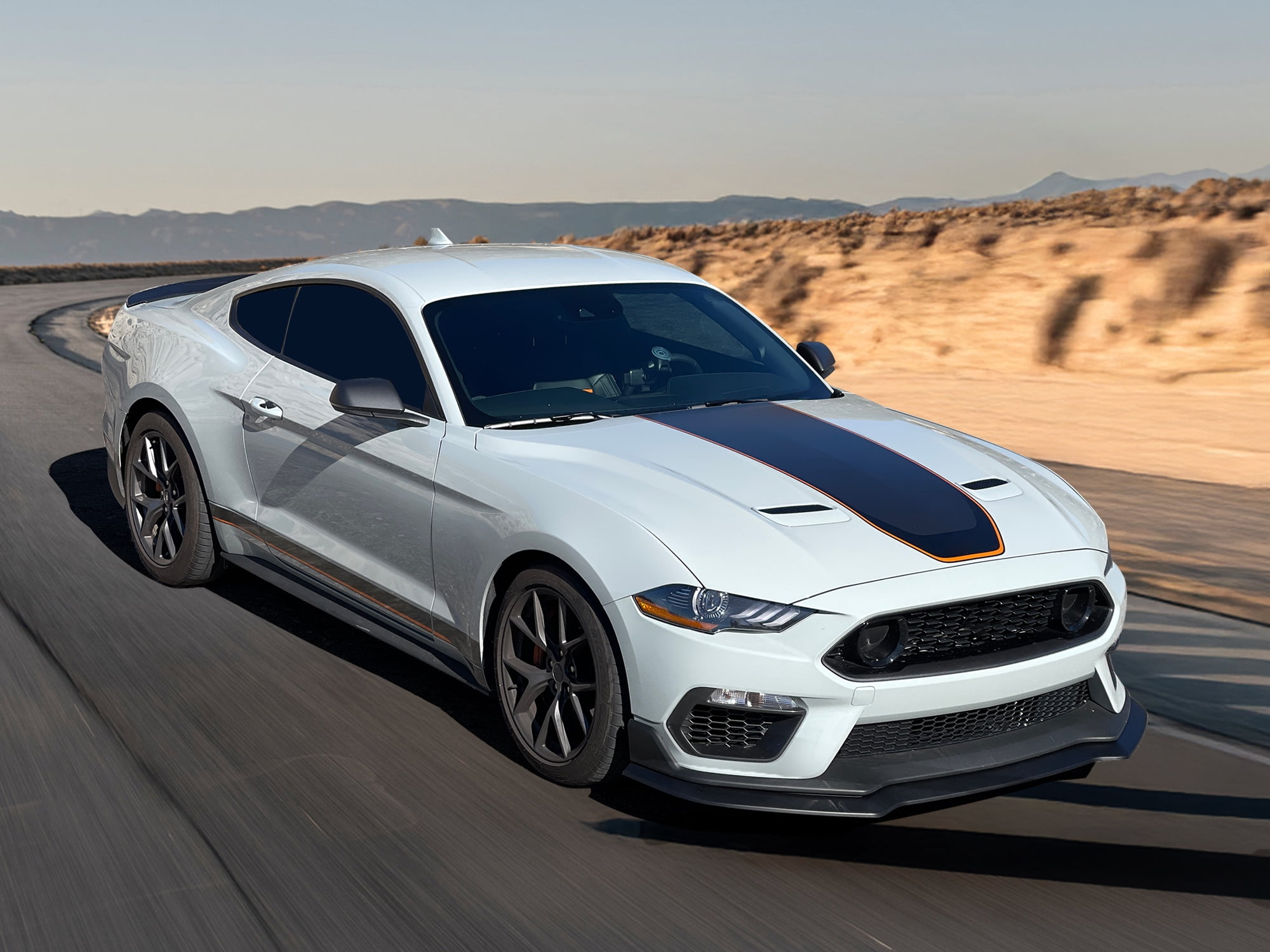 Ikon Motorsports Front Bumper Lip Compatible With 2021-2023 Ford Mustang Mach 1 Matte Black PP Polypropylene Handling Package Style Front Lip Spoiler Splitter