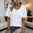 thumbnail image 4 of GUACER Womens T Shirts Trendy V Neck Short Sleeve Blouses Relaxed Fit Pocket Casual Tee Tops, 4 of 7