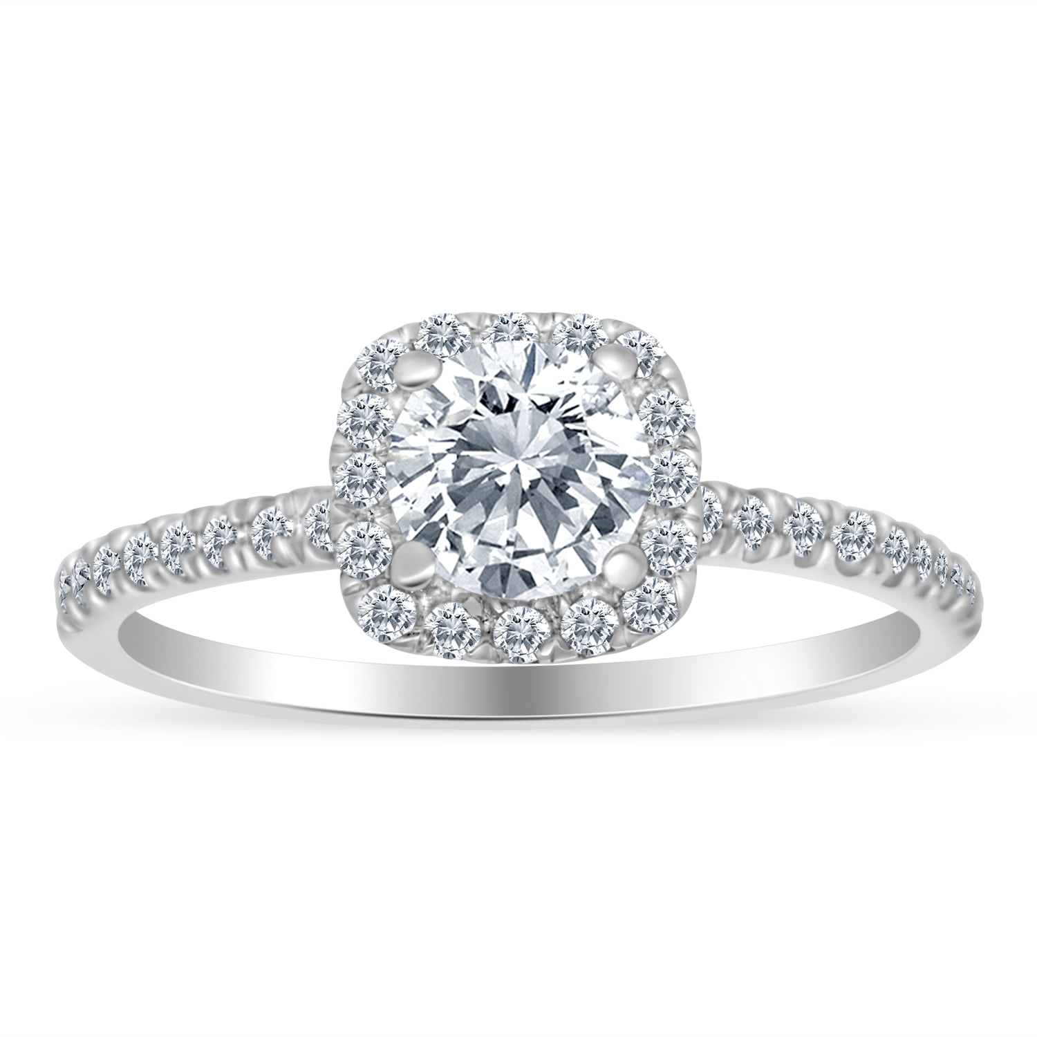 3/4ctw Diamond Halo Engagement Ring in 10k White Gold