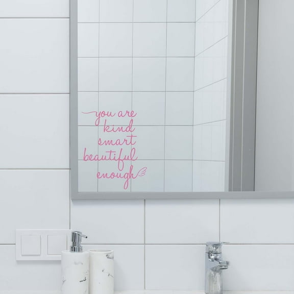 Affirmation Stickers You are Kind Smart Beautiful Enough, Mirror Wall Decor for Bathroom, Vinyl Peel and Stick Wall Decals for Home Decor Living Room Bedroom Girl Home Decoration (White)