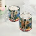 thumbnail image 2 of Yayeee 4 Pack Qtip Holder Bathroom Cotton Swab Canister with Lid Clear Dispenser Set, Seaside Leaves, 2 of 6