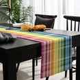 thumbnail image 4 of Colorful Gradient Plaid Cotton Linen Table Runner 13 x 70 inch Ombre Abstract Modern Check Non-slip Rectangular Dining Table Decor for Wedding Party Holiday Dinner, 4 of 8
