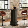 thumbnail image 3 of Fnova 39.4" Round Dining Table, Small Circle Kitchen Table with Wood Strip Base and Metal Footrest for Dining Room, Kitchen, Bar, Easy to Assemble, 3 of 11
