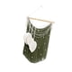 thumbnail image 3 of Tapiz de pared de macramé con borlas decorativas trenzadas, arte bohemio Verde, 3 of 9