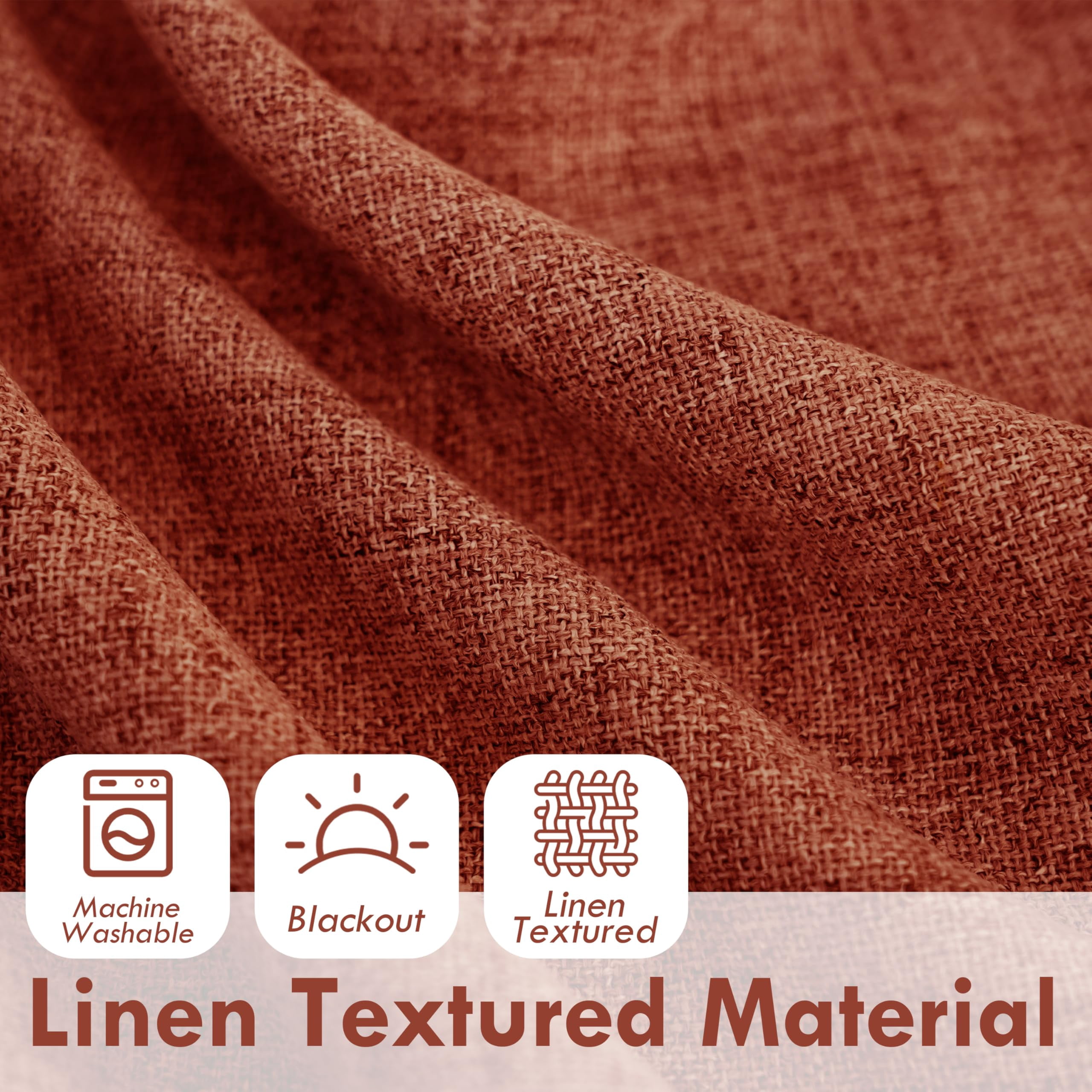 DriftAway Double Layer Linen Blackout Tie Up Curtains Thermal Insulated Fully Lined Balloon Roman Shade Bathroom Window Adjustable Rod Pocket for Small Window 45 Inch by 63 Inch Burnt Orange