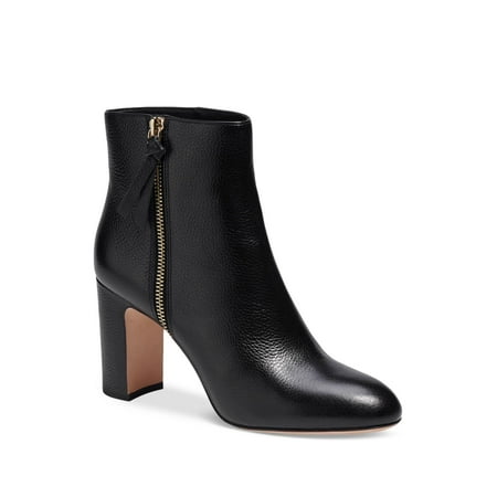 

KATE SPADE NEW YORK Womens Black Padded Knott Round Toe Block Heel Zip-Up Leather Booties 6 B