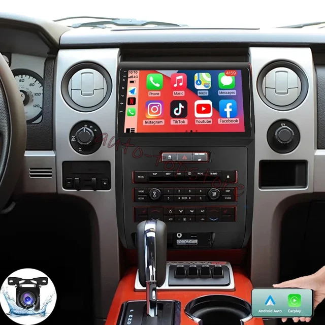 Android 13 Car Stereo GPS Navigation Head Unit 2+32G for Ford F150 F-150 2009-2014, Built-in Wireless CarPlay Android Auto 9in Car Radio with Bluetooth WiFi FM/RDS SWC + AHD Backup Camera