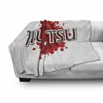 thumbnail image 3 of Jiu Jitsu Soft Flannel Fleece Throw Blanket, Japanese Martial Arts Typography on Color Splash Background, Cozy Plush for Indoor and Outdoor Use, 50" x 60", Charcoal Grey Vermilion, by Ambesonne, 3 of 6
