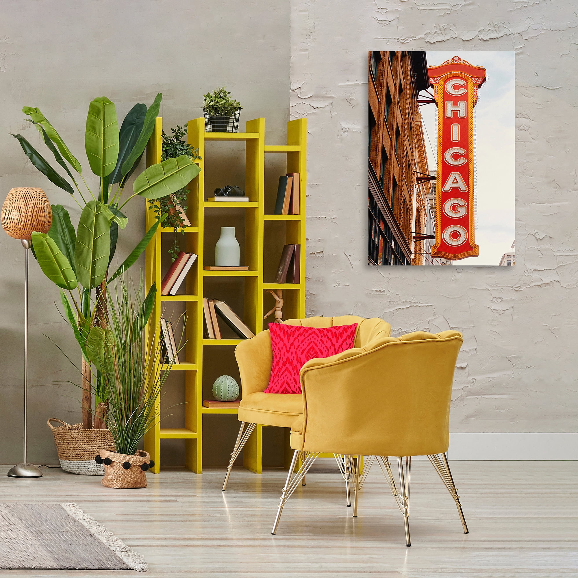 Stupell Industries Chicago City Sign Cities & Countries Photography Wrapped Canvas Art Print Wall Art, 24 x 36