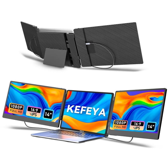 Laptop Screen Extender, 14" FHD 1080P IPS Laptop Monitor for Laptop , Built-in Stand, Metal Portable Dual Second Monitor Fit HDMI/USB-A/Type-C Plug & Play for Wins/Mac/Switch
