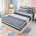 thumbnail image 2 of Erosebridal Line Art Pattern Zipper Twin Comforter Sets with Fitted Sheet and 2 Pillowcases,Boho Striped Zipper Bedding Set,Light Gray Reversible,4 Pieces, 2 of 7