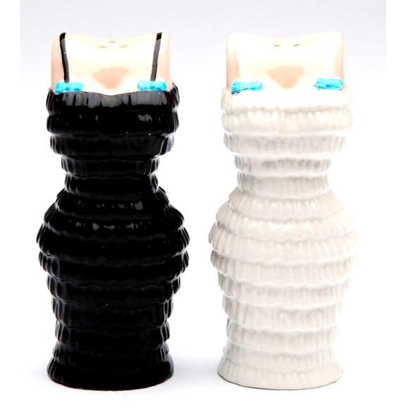 Cocktail Cuties - Black & White Dress Salt & Pepper ShakerBy Babs