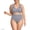 Deep Sea Navy Mini Stripe, variant on Lands' End Women's Plus Size V-Neck Bikini and High Waisted Bottom Swimsuit Set