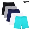 thumbnail image 6 of ShomPort Girls 5-Pack Bike Shorts Elastic Waisted Yoga Dance Athletic Cotton Short Tights Under Dress Shorts, 6 of 9