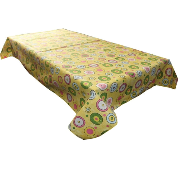 Cotton Tablecloth Circles Print Yellow