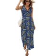 thumbnail image 2 of Hanukkah Menorah Seamless Pattern Womens Night Club Maxi Dress V Neck Sleeveless Bohemia Long Dresses, 2 of 9