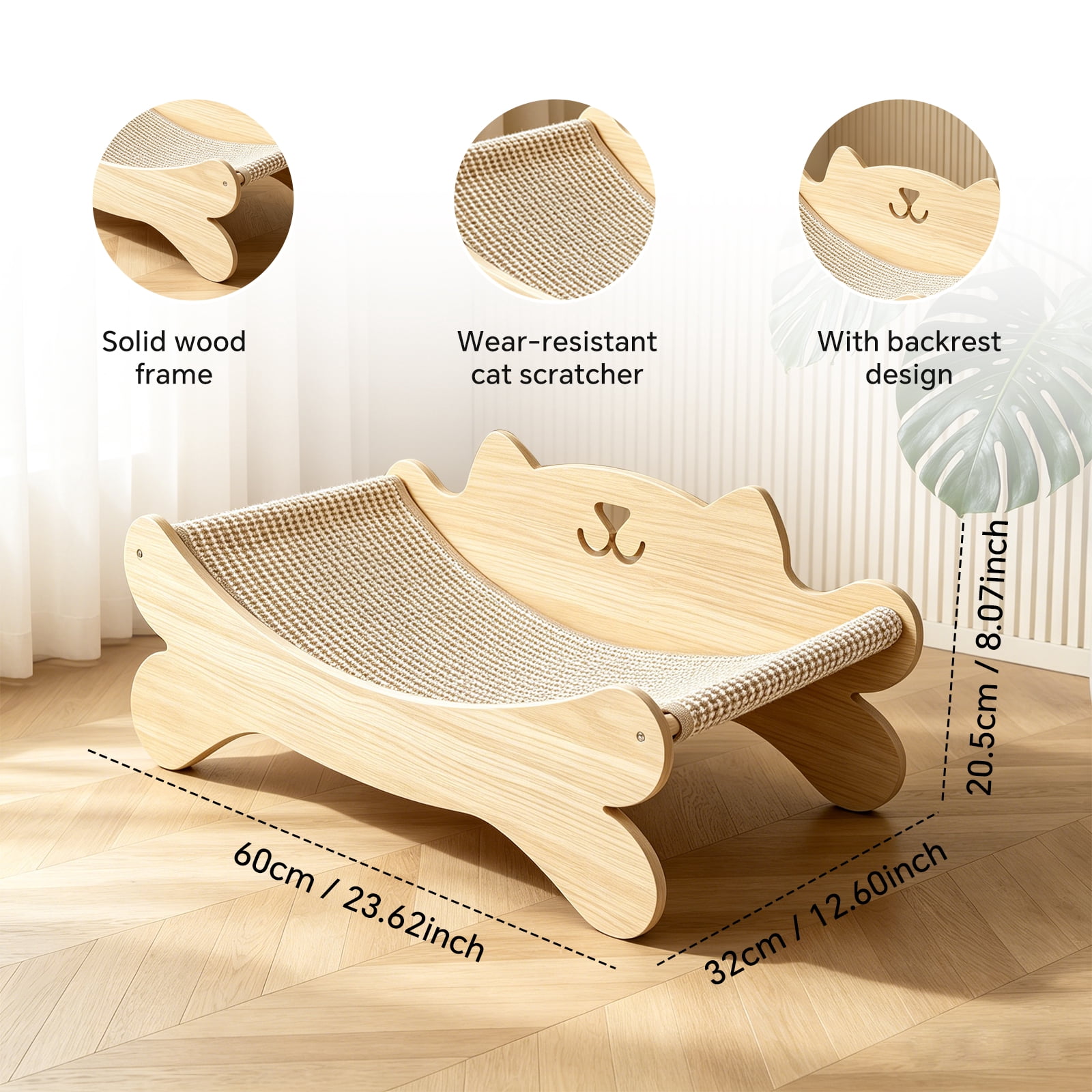 Cat Scratcher Bed, Natural Sisal Kitten Cats Lounger & Scratch Pad for Indoor Protects Furniture
