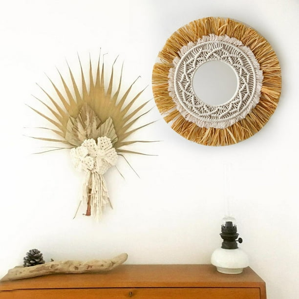 Macramé de espejo de pared de con artesanale espejos de maquilje de para decoración de , hogar, dormit , B B perfecl espejo para maquillarse