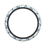 XMXY Car Steering Wheel Cover, Blue Abstract Ornament Non-Slip Jeep Truck Universal Elastic Steering Wheel Protector 15 inch