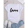 thumbnail image 2 of Chic Abstract Letter Print Women's T-Shirt - Casual Crew Neck, Short Sleeve, Stretchy Polyester Blend, Machine Washable - Perfect for Summer & Everyday Fashion, 2 of 6