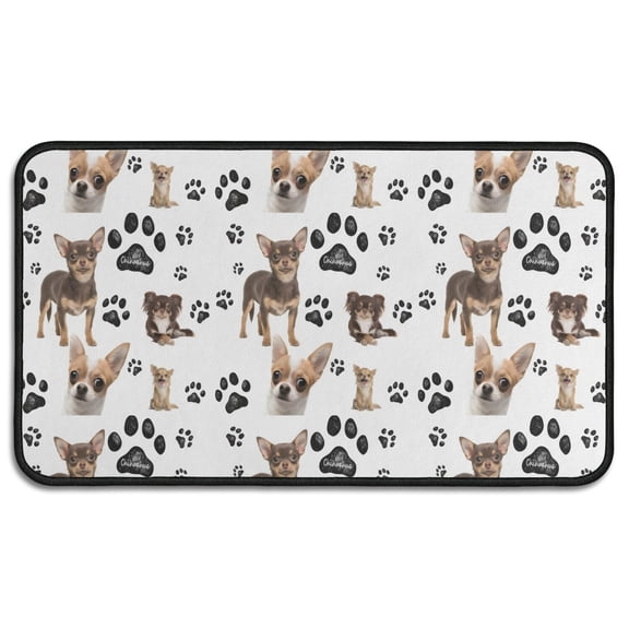 Chihuahua and Footprints Door Rugs,Washable Non Slip Door Mats Indoor,Decorative Door Mats,Entry Mat Indoor for Entrance,Bedroom,Kitchen,Bathroom,30"x17"