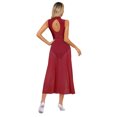thumbnail image 2 of Aislor Women's Contemporary Dance Costume Sheer Mesh Ballet Lyrical Dress Dancewear Burgundy S, 2 of 7