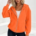 thumbnail image 2 of Zip up Hoodies for Women Long Sleeve Sweatshirts Casual Fall Jacket Coat with Pocket,Orange,3XL, 2 of 6