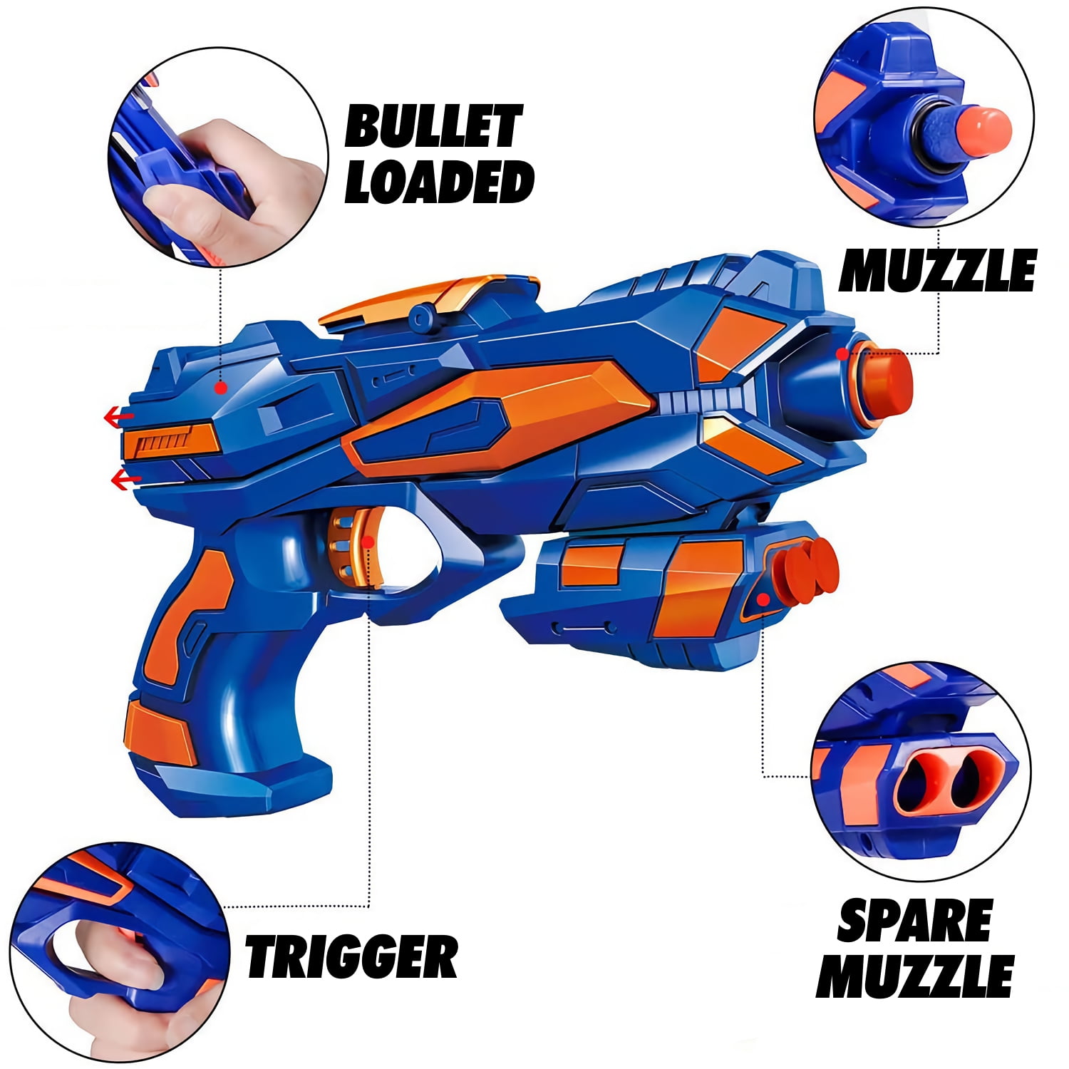 Quinn Best 2 Pack Blaster Toy Darts Gun with 60 Pieces Soft Foam Bullet for Children 3+ Age Fun Play
