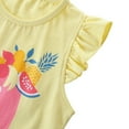 thumbnail image 6 of URMAGIC Baby Girls Little Kid Flamingo Fly Sleeve T-shirts Pineapple Shorts Cartoon 2PCS Summer Outfits, 6 of 12