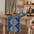thumbnail image 2 of Table Runners 60 Inches Long Dress Scarves, Navy Blue Farmhouse Kitchen/Dining Table Runner, Small Coffee Tablerunners, Vintage Tribal Abstract Geometric Tie Dye Art 13x60 Inch, 2 of 9