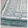 thumbnail image 2 of Modefa Turkish Islamic Luxury Plush Velvet Prayer Area Rug Janamaz Saajadah with Free Prayer Beads - Floral Stamp Light Blue, 2 of 7