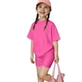 thumbnail image 2 of BVWKPCV Girls Clothes Tween Girl Outfits T-Shirt Tops +leggings Shorts Set Cute Clothing Set Sizes 8-12 Years Hot Pink 12-13Y, 2 of 7