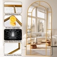 thumbnail image 4 of Antok 71"x 32" Arched Full Length Windowpane Mirror Metal Framed Wall Decor Floor Mirror, Bronze, 4 of 7