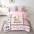 thumbnail image 2 of Manfei Cute Cow Bedding Sets Twin Size,Farmhouse Farm Animal Comforter Sets with Sheets,Pink Patchwork Plaid Bed in a Bag Twin Size For Girls,Microfiber Bedroom Decor Reversible,7-Piece, 2 of 7