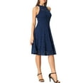 thumbnail image 4 of INSPIRE CHIC Women's Dress Floral Lace Halter Neck Sleeveless Elegant Cocktail A-Line Dress S Dark Blue, 4 of 5
