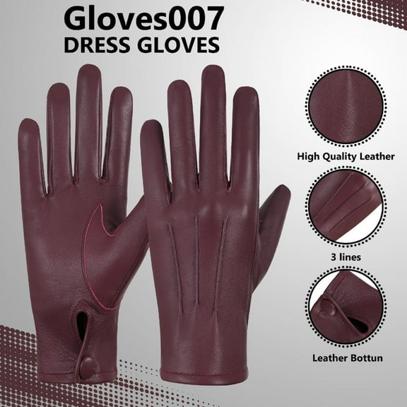 Genuine Leather Unlined Full Finger Dress Gloves For Men