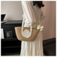 thumbnail image 5 of Nvzi Bolso de hombro tejido, bolso de mano tejido y bolso de cosméticos, bolsos de mano tejidos elegantes para playa de verano, 12,59 x 3,93 x 7,48 pulgadas, color blanco y caqui, 5 of 5