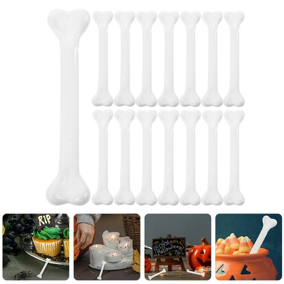 HINTRMENT 24Pcs Plastic Human Bone Props Skeleton Bones Prop for Decorations White Small Bone Shape