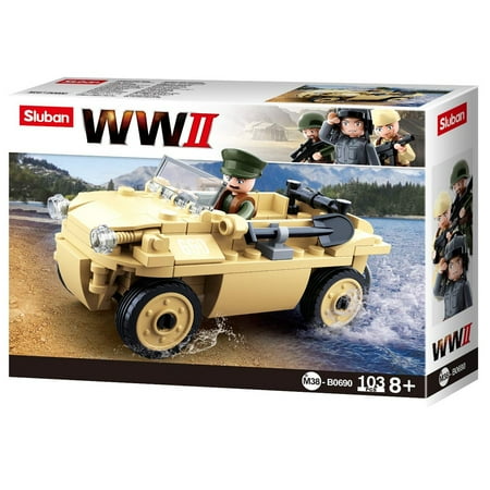UPC: 0639939930968 | Army Vehicle Building Blocks WWII Series Building Toy Army Fighter Jet by SlubanKids