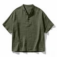 thumbnail image 5 of BangWanChi Men's Shirts Casual & Comfy Linen Top Summer Beach Wear Solid Holiday Street Short Sleeved Collared Tops, 5 of 5
