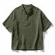 thumbnail image 5 of Camisas de Verano Casuales de los Hombres Lino Cuello de Manga Corta para la Playa Holiday Street Wear, 5 of 5