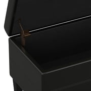 Afton 48 WD Rectangle Storage Ottoman Bench in Midnight Black Vegan Leather
