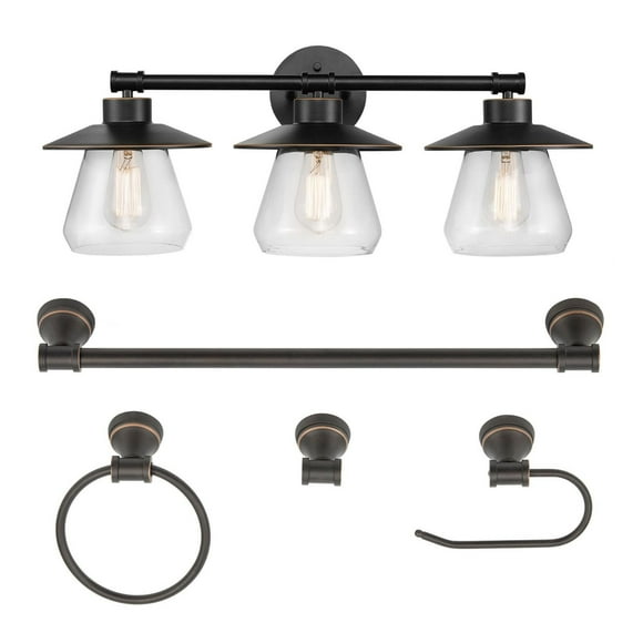 Nate 5-Piece Oil Rubbed Bronze All-in-One Bathroom Set