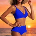 thumbnail image 4 of Sokhug Womens Solid Color Two Piece Swimsuit Drawstring Loose Fit with Built in Bra No Underwire, 4 of 6