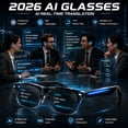 thumbnail image 2 of 2026 Unisex AI Smart Glasses, ChatGPT Powered, 164-Language Real-Time Translation, 6 Hours Music Play, Auto Photochromic Lenses Turn into Sunglasses in Sunlight, 2 of 9