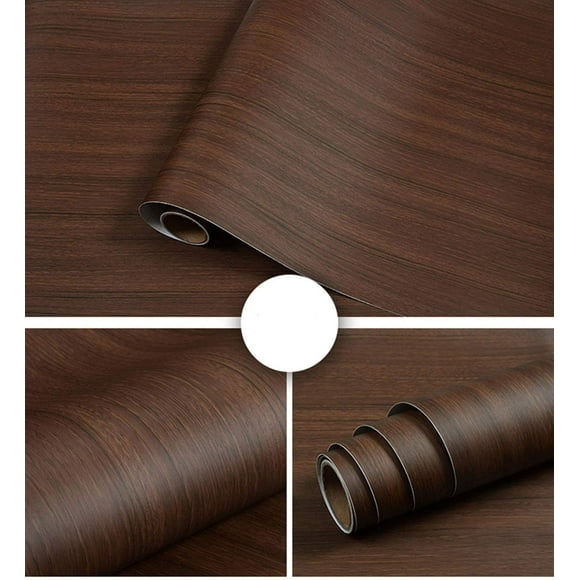 197"X16" Walnut Wood Brown Contact Paper Self-Adhesive Removable Peel and Stick Wallpaper Decorative Wall Covering Vintage Wood Panel Interior Film Leave no Trace Surfaces