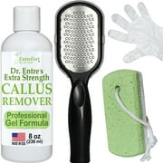 Dr. Entre's Callus Remover Kit: 8 oz Callus Remover Gel, Foot File, Pumice Stone, 5 Glove Pairs for Gel Application, Spa Kit, Foot Care, Pedicure Tools for Dry, Cracked Heels EntreFeet