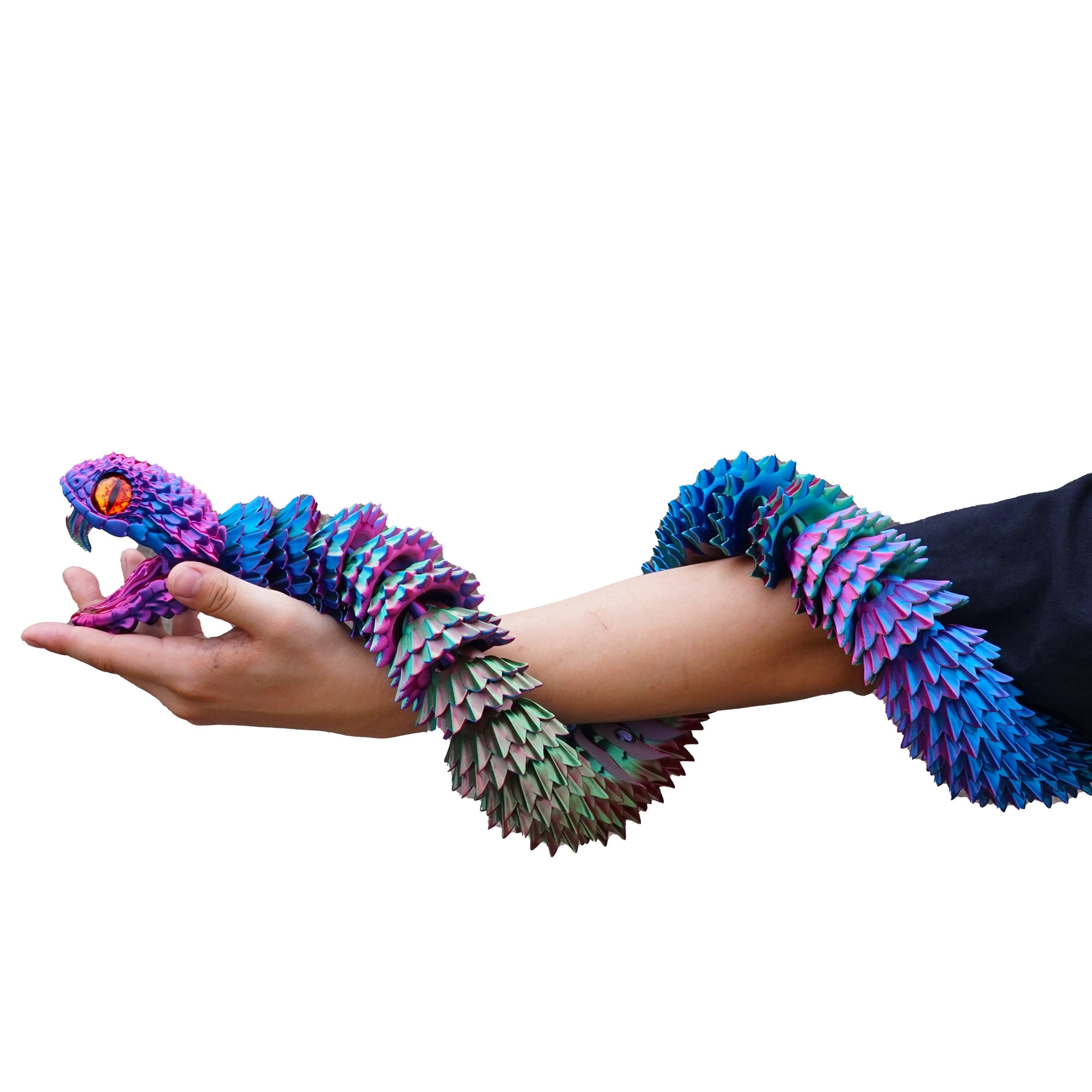 47.5inch 3D Printed snake,Flexible Joint Animal lacertid Figurines,Realistic Eyes, Home Office Decor,Fidget Toy for Adults Teens Boy Festival Gifts