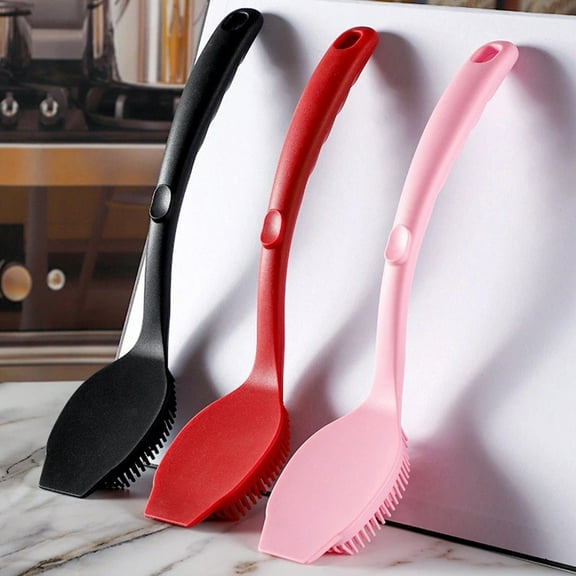 WRISTBIQUE Black Silicone Handled Kitchen Scrubber 1Pack for Dish and Pot Washing