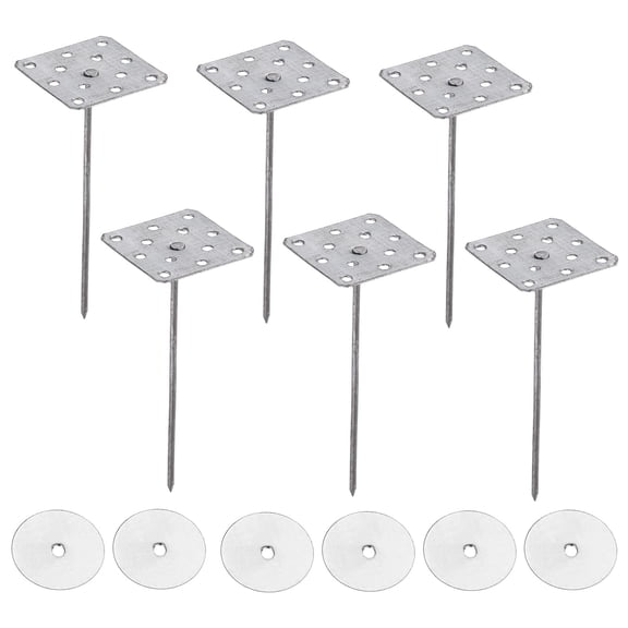 2 Inch Perforated Insulation Pins with Round Washers, 80 Pack Aluminum Insulating Nails for Fixing Foam Boards